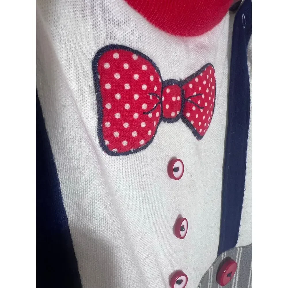 Doe Spun Vintage Baby One Piece 18 Months Stripe Pant Bow Tie Buttons Suspenders